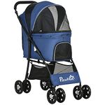 PawHut Dog Pram Dog Stroller Pet Pushchair with Universal Wheels, Brake for Small Dogs - Blue