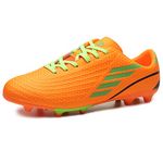 Football Boots Men's Turf Trainers Outdoor Football Shoes Professional Athletics Boy's Sports Sneakers Teenager Training Soccer Shoes Orange