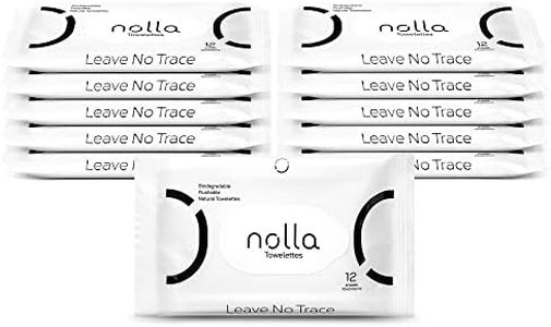 Nolla Flushable Wipes Travel Packs, 100% Plant-Based, Plastic-Free and Biodegradable - Unscented + Soothing Aloe and Vitamin E 120 Count (10 Packs of 12)