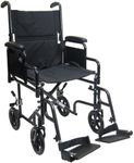 Karman Healthcare T-2700 Folding Steel Transport Chair with Removable Armrests, Black, 19-Inch Seat Width