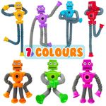 YAHAZORR Upgrade Pop Tubes Robot Fidget Toys,7 Packs Different Bright Colour Telescopic Suction Cup Robotics for Toddlers Kids Autism Sensory Toys for Travel Essentials Party Favor Children's Gift