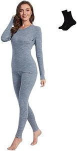 MERINNOVATION Merino Wool Base Layer Set for Women 100% Merino Wool Thermal Underwear Set Base Layer Top and Bottom Grey 250