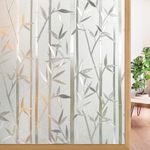 rabbitgoo Bamboo Window Film Stained Glass Window Privacy Films Frosted Window Covering Decorative Window Cling Non-Adhesive Removable Window Decal No Glue Window Sticker for Home 60 x 200 cm