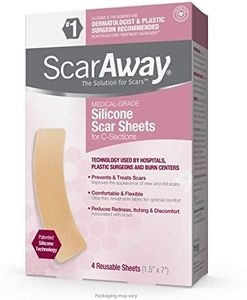 ScarAway C-Section Scar Treatment Strips, Silicone Adhesive Soft Fabric 4-Sheets (7 X 1.5 Inch)