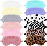 12 Pcs Plush Eye Mask Soft Sleeping Blindfold Eye Mask Furry Comfortable Sleep Eye Cover for Girls and Adult Women Men Sleepover Birthday Party Favors
