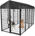 Dog Kennel Outside with Roof, 8'x6'x4' Outdoor Dog Kennels for Large Dogs, Heavty Duty Welded Dog Crate Playpen with UV-Resistant Waterproof Cover