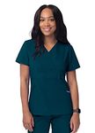 Sivvan Scrubs for Women - Mock Wrap Scrub Top - S8302 - Caribbean Blue - M