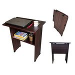 Urbain Home Cairo Folding Study Cum Laptop Table, Foldable Work from Home Office Desk with Bookshelf, Multipurpose No-Assembly Table (Matte Finish, Dark Rosewood)