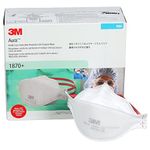 3M 1870+ Aura Disposable Respirator N95, Non Woven Fabric, Flat Fold Mask, Elastic Headband, FDA Approved Surgical mask, Anti Air Pollution Respirator (Pack of 1)