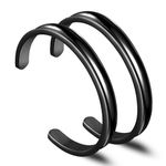 Zuo Bao Double Channel Hair Tie Bracelet Holder for Women Stainless Steel Groove Ponytail Holder Bracelet, Can Holds 2 Hair Ties (Black)