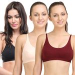 BODYCARE Women's Cotton, Spandex Padded Wire Free Sports Bra (E1608MHPCB-36B_Multicolour_36)