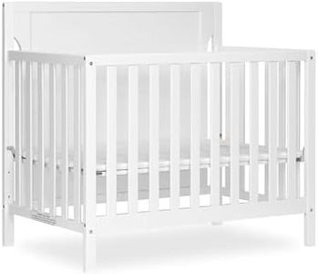 Dream On Me Bellport 4 in 1 Convertible Mini/Portable Crib In White, Non-Toxic Finish, Made of Sustainable New Zealand Pinewood, With 3 Mattress Height Settings