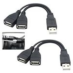 USB Splitter 2 Port,2PCS USB Double Adapter Dual USB Female to USB Male Cable,Double Ended USB Cable Charge & Sync Extender Double USB Adapter for Laptop,Phone,Tablet,Y Splitter Power Cord Adapter