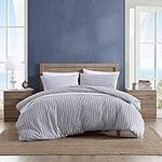 Nautica- King Duvet Cover, Cotton Reversible Bedding with Button Closure, Casual Home Décor for All Seasons (Coleridge Stripe Charcoal, King)