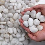 Hisredsun 3.96 lb White Decorative Stones,Natural Polished Pebbles for Plant Pots,River Rocks for Landscaping, Vase Fillers,Succulents,Aquarium and Garden Decoration