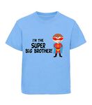 beyondsome Boys I'm The Super Big Brother Superhero T-Shirt Kids T Shirt Children Gift, Sky Blue/Black Text, 7-8 Years