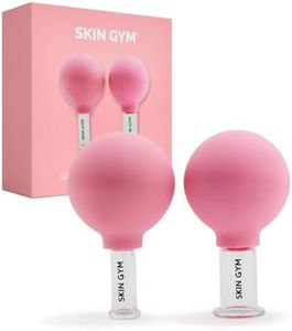 Skin Gym Glass Facial Cupping Set for Reducing Cellulite and Wrinkles, Vacuum Massage Therapy for Toning Chin, Jawline, Neck, and Décolletage, Kit Includes 2 Face Suction Cups