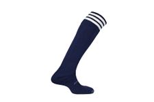 Mitre Adult Mercury 3 Stripe Football Socks | Football Team Kit | Lightweight Long Sock | Breathable Sports Sock, Navy/White, Senior (7 UK - 12 UK)