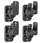 Cozycase 4 Pcs Speaker Wall Mount Brackets with Fittings - Adjustable Satellite Speaker Wall Mount Kit | Rotatable | Tiltable for Surround Sound Speakers, Hold up to 7.7lbs, Black