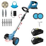 Lifelong Cordless Grass Cutter Machine for Garden | Weed Cutting Tool | Easy Storage with Adjustable Height & Foldable Handle | 2 x 21V Battery | 25cm Cutting Width | 3 x Heavy-Duty Blades