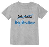 Tstars Only Child to Big Brother Shirt Baby Announcement Sibling Boys Kids Shirts 3T Gray