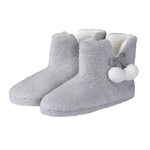 Sleepdown Womens Ladies Teddy Fleece Bootie Slippers Boot, Grey, 4/5 UK