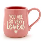 Enesco 6000501 Our Name is Mud “You are Loved” Stoneware Engraved Coffee Mug, Pink