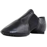 flexdans Modern Jazz Shoes,Genuine Leather Slip-on Jazz Dance Shoes for Women and Men's Dance Shoes Black 35