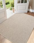 Color&Geometry Large Indoor Door Mat 36" x 60" Non Slip Low Profile Floor Mat, Ultra Thin Washable Entrance Mat Indoor, Unique Herringbone Design Carpet for Inside, Patio, Porch, Oatmeal(FOLD)
