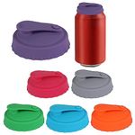 ACTIMED 6Pcs Soda Can Cover Lids, Silicone Can Lid Can Protector, Reusable Can Toppers Can Top for Soda Coke Pop Beer Energy Drink Juice Beverage, Soda Can Lids for 2.1In Standard Cans Top (6 Colors)