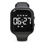 Focwony Non-bluetooth Led Fitness tracker watch,Digital Pedometer watch,with Step Counting/Distance/Calories/Stopwatch/Alarm Clock, Great Gift for Kids Teens Girls Boys Xmas (Square - black)