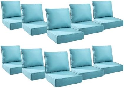 Pugire 6" Thick Outdoor Cushions 24x24x6, 10-Set Deep Seat Patio Cushions with Removable Cover, Waterproof & Fade Resistant Replacement for Wicker Chair, Loveseat, Sofa - Teal