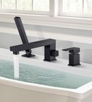 Modern Matte Black Bathtub Faucet Solid Brass,Wathels 360° Rotated Roman Tub Filler Faucets with Handheld Shower Set 3 Holes(Matte Black Square)