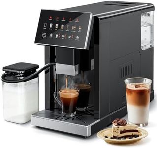 Kismile Automatic Espresso Machine with Grinder & Milk Frother | Thickness Adjustment, Single/Double Cup, 1.5L Removable Water Tank, One-touch Latte & Cappuccino Coffee Maker for Home/Office