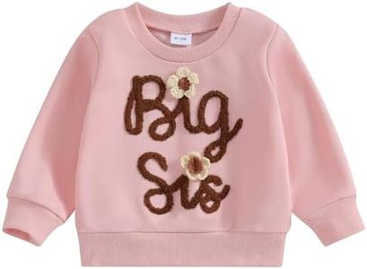 Ayalinggo Big Sister Little Sister Matching Outfits Newborn Lil Sis Romper Onesie Big Sis Sweatshirt Fall Winter Clothes, Big Pink, 18-24 Months