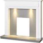 Adam Honley Fireplace in Pure White & Grey with Downlights, 48 Inch