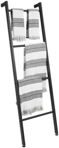 mDesign Metal Wall-Leaning Towel Ladder for Bathroom - 4-Level Decorative Ladder Rack and Towel Holder - Rustic Bath Towel Storage Stand for Modern Decor - Bathroom Towel Ladder Rack - Matte Black
