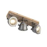 Qazqa - Industrial Spotbar I Spotlight Ceiling bar Steel I Nickel Matt I Satin with Wood tiltable 3-Way Light - Emado- - Industrial - Suitable for LED GU10 | 3 Way Light - Steel Surface-Mounted spot