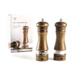 JF JAMES.F Wooden Salt and Pepper Grinder Set, 6.5 inch Rubber Wood Salt and Pepper Mills Set of 2 with Acrylic Visible Window & Adjustable Ceramic Rotor