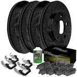 Hart Brakes Front Rear Brake Rotors Black Drilled Slotted Ceramic Pads Compatible For 2007-2012 Dodge Nitro, Jeep Liberty