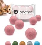 MEOWFIA Wool Ball Toys - 6-Pack of Safe for Cats and Small Dogs Balls - 1.5 Inch Felted Wool Cat Toy and Dog Toy - Perfect with Cat Cave - Silent - Mini Tennis Balls - (1,5in, Pink)