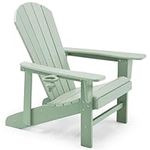 VonHaus Sage Green Adirondack Chair - Outdoor Fire Pit Chair for Garden, Terrace, Patio & Balcony - Water Resistant HDPE Slatted Style Firepit Chair & Garden Chair with Wide Armrests & Sloped Back