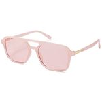 SOJOS Retro Aviator Sunglasses for Women Men,Trendy Rectangle Womens Mens Shades Sun Glasses SJ2202 Milky Pink with Pink Lens