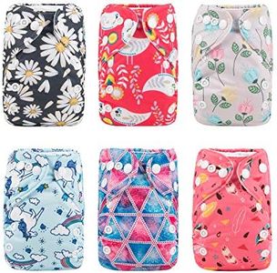 ALVABABY Newborn Cloth Diapers for Less Than 12 Pounds Boys Girls Reusable Adjustable Cloth Diaper Nappy 6 Pakcs Pocket with 12 Inserts