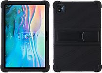 Oneyijun Case for TCL Tab 10S 9081X 10.1 inch Tablet Soft Silicone Adjustable Stand Shockproof Rubber Shell Protective Cover (Black)