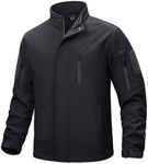 TACVASEN Waterproof Jackets Mens Work Fleece Jacket Softshell Jacket Waterproof Hunting Jacket Windbreaker Zip Pocket Black