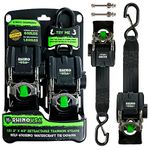 Rhino USA Retractable Transom Tie-Down Straps (2-Pack) - 3,000lb Guaranteed Max Break Strength, Heavy Duty 2" x 43" Marine Trailer Tie Downs for Boat, Jet Ski, Seadoo and More!