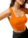 Berry Bird® Stylish Women's Sleeveless Square Neck Ribbed Crop Tops for Gym, Beach,and Casual Stylish Wear Tank Top