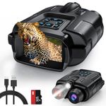 Ruaiok 4K Night Vision Goggles, Infrared Night Vision Binoculars for Adults with 3” Large Screen, 8X Digital Zoom, Tactical Light, 32GB Card to Save Photos and Videos for Camping Hunting & Security