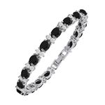 Cubic Zirconia Tennis Bracelet CZ Round Cut 2.5mm White 7x5mm Oval Cut Black Silver Plated Brass 7 inch